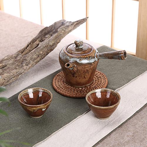 仿古窑变茶具柴烧陶瓷一壶二杯创意养生批发独特茶具厂家**产.